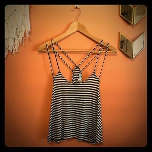 Cecico Black & White Striped Racerback Tank - M